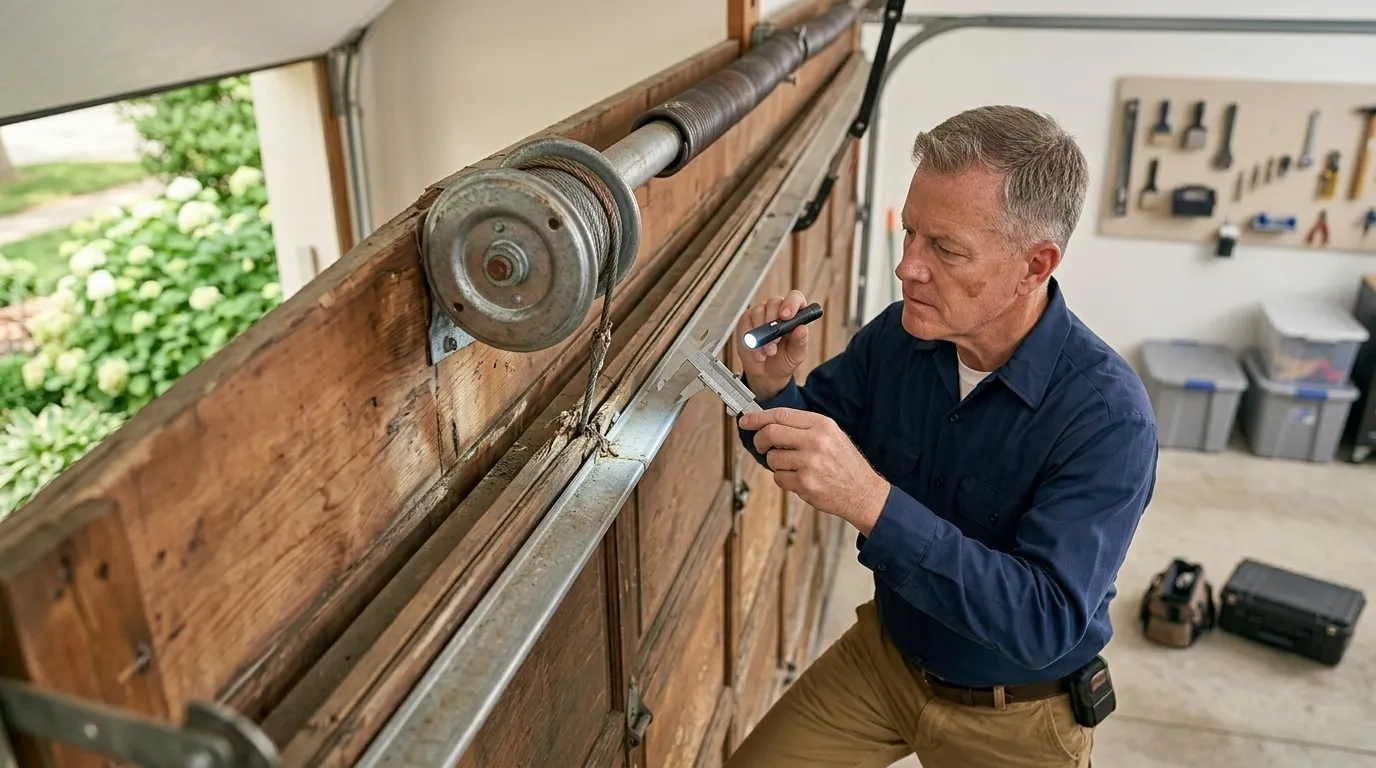 Garage door detail illustrating when to repair vs replace an older mansfield garage door