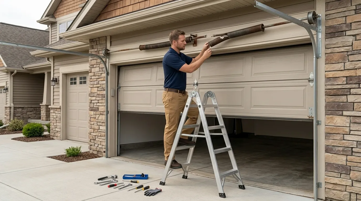 Spring Repair for Galion's 1950s Garage Doors in Mansfield